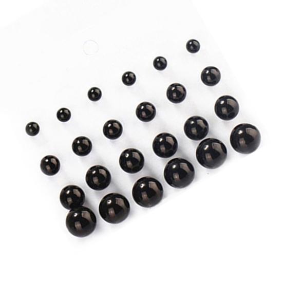 12 Pairs Party Ear Studs Faux Pearl Round Earrings