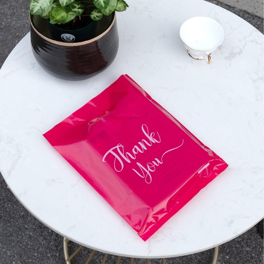 50pcs Thank You Bags Plastic Shopping Bags Reusable Bags with Handles Retail Boutique Bags for Supermarkets Business Gifts Shops Clothes Parties