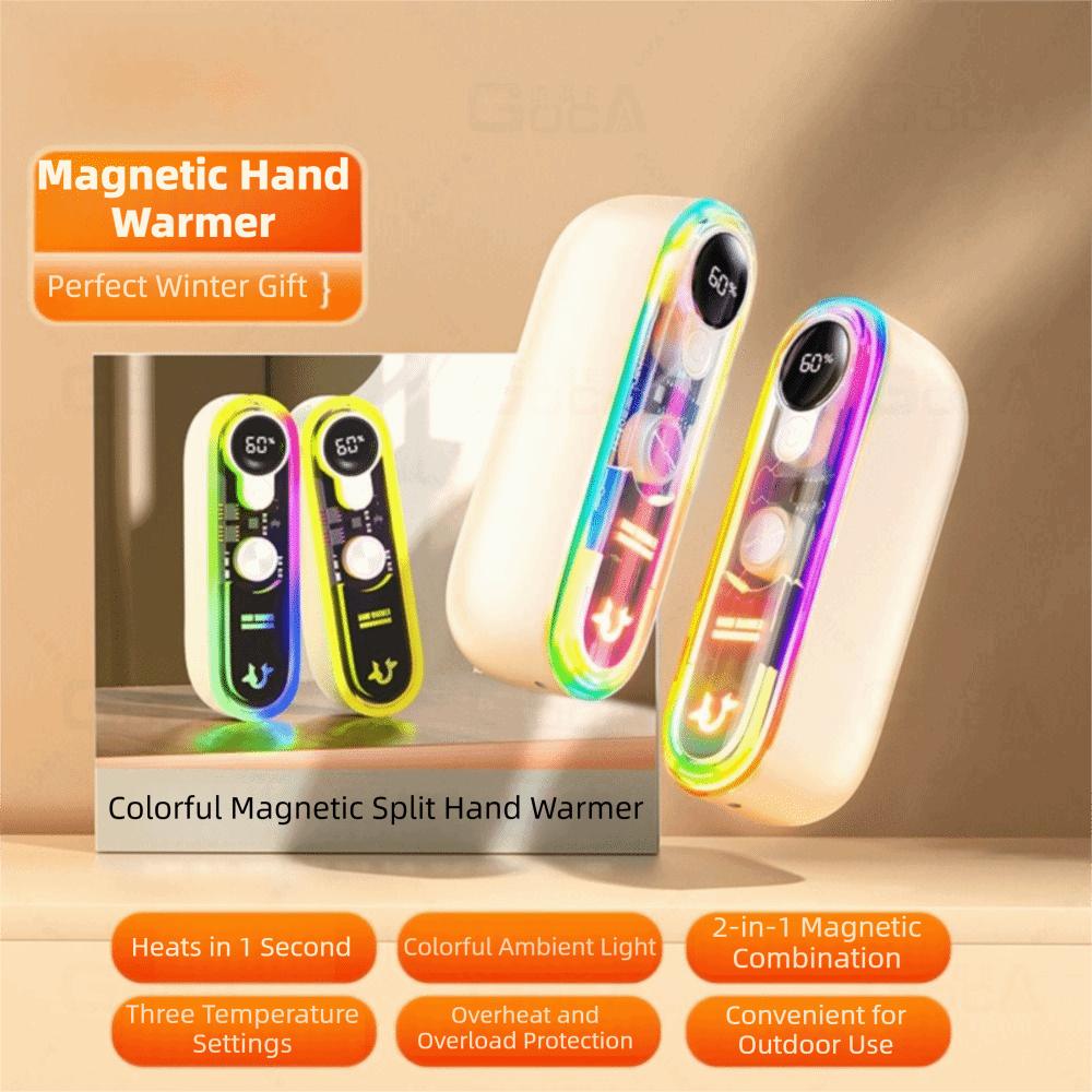 Colorful Light Electric Handwarmer Digital Display Pocket Warm Hand Treasure Outdoor Use