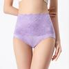 Women Briefs High Elasticity Breathable Soft Panties High Waist Solid Color Embroidery Lace Splicing Plus Size Underwear