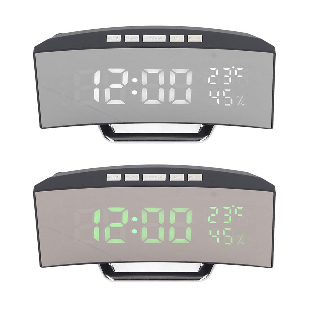 LED Digital Clock 3 Level Brightness Snooze USB Battery Powered Electronic Mirror Alarm Clock with T