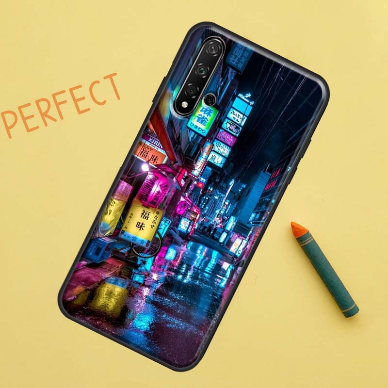 Japanese Night City Aesthetic Case For Huawei Nova 10 9 SE 5T Y90 Y70 Y60 Y61 Nova 3i 7i 8i 11i P20 P40 P30 Lite P60 Pro