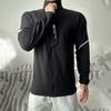 Autumn Winter Full Zipper Outdoor Slim Stand Collar Plus Velvet Training Fitness Sports Ç Jacket Base Top Men