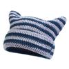 Y2K Harajuku Ins Little Devil Striped Hat Keep Warm Skullies Cap Casual Knitted Wool Cap  Women