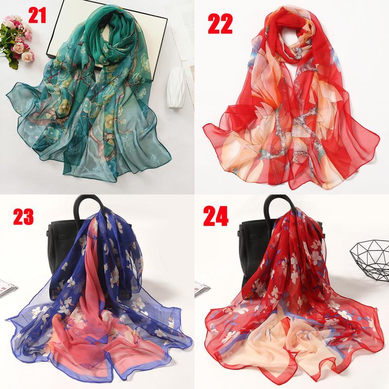 40 цветов, новый длинный шелковый атласный женский шарф с принтом, винтажный универсальный солнцезащитный пляжный шаль, шарф