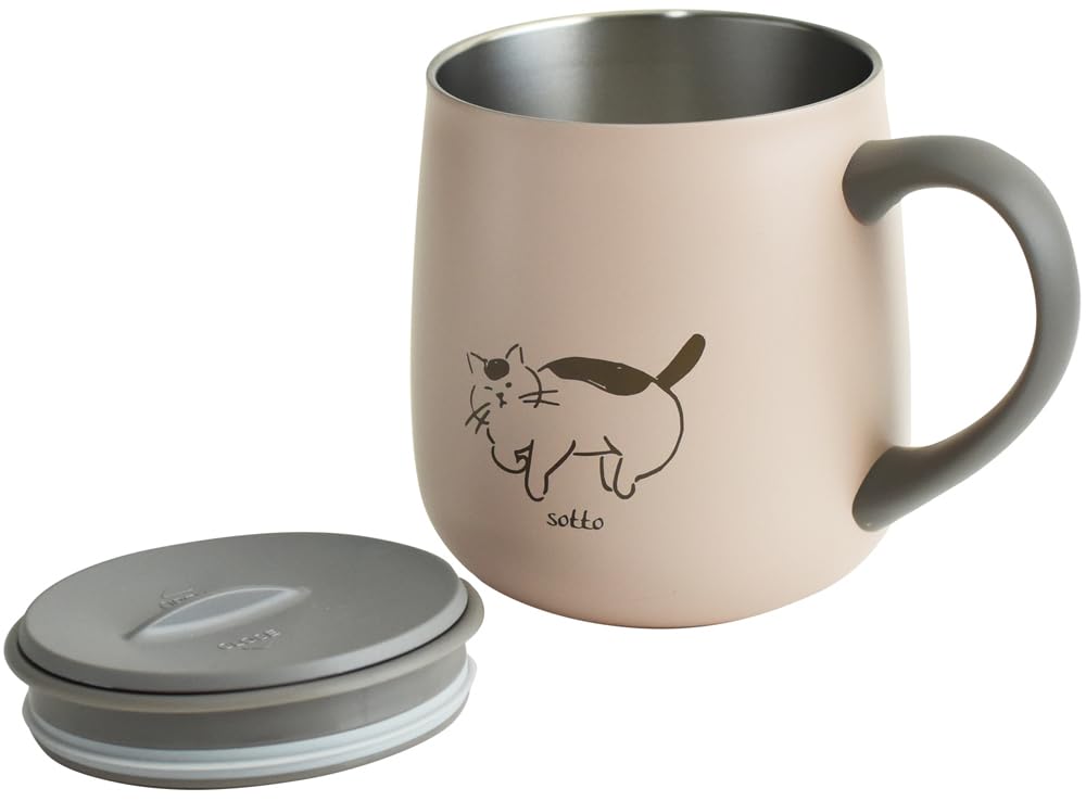 Ippinsha sotto Кружка из нержавеющей стали с крышкой 300 мл Кот 10861 (Внизу)
