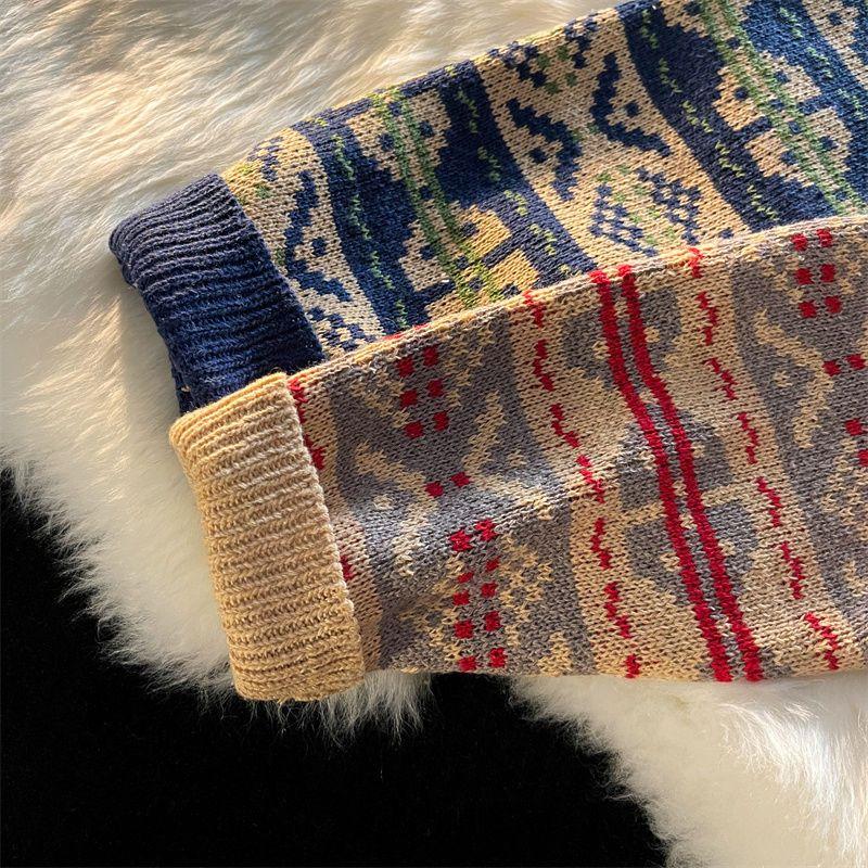 2024 зимний новый пуловер, мужской свободный винтажный модный брендовый утолщенный теплый вязаный свитер