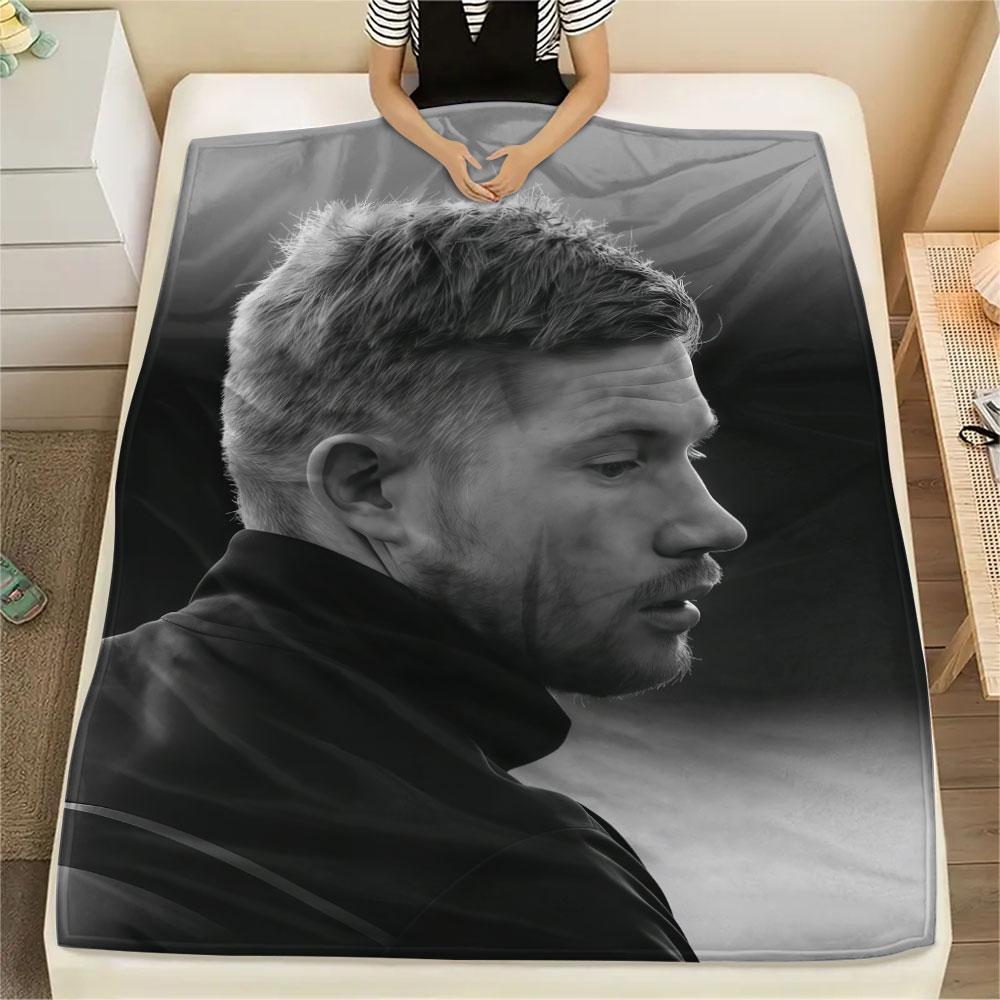 Kevin De Bruyne Printed Flannel Blanket, soft throw for bedroom sofa, washable,soccer fan merchandise, great gift.