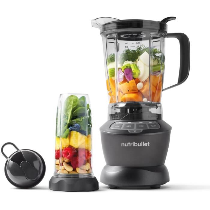 Blender - NUTRIBULLET Combo - NBF500DG - 1200 Watt - Pitcher 1.65L - 2 Cups and 2 Travel Lids Included - Black - BPA-free