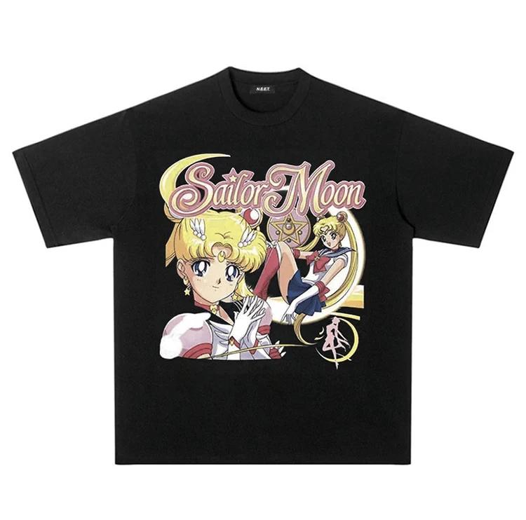 Summer 230G Anime SailorMoon Cartoon Sailor Moon Loose Short Sleeve Men's and Women's T-Shirt Streetwear