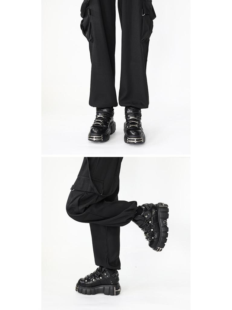 Весна 2024 г. Женские высокие кожаные ботинки в готическом стиле с толстой подошвой