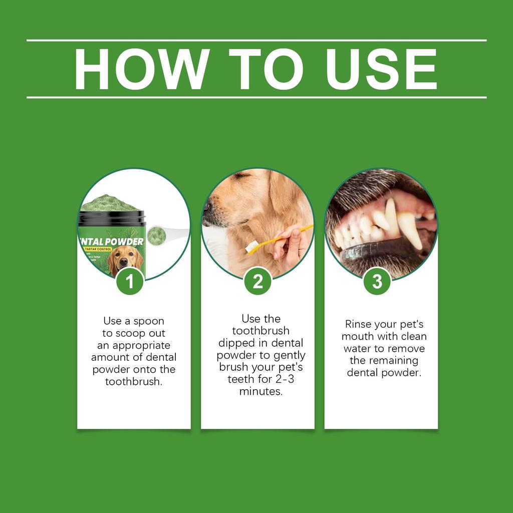 Порошок для чистки зубов у собак, зубной налет, сохраняет зубы и десны здоровыми и сохраняет свежее дыхание