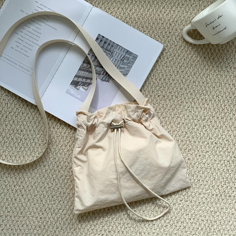 Korean Style Ins Personalized Casual Drawstring Nylon Cross-body Small Bag Women's All-matching Simple Lightweight Mini One-shoulder Cloth