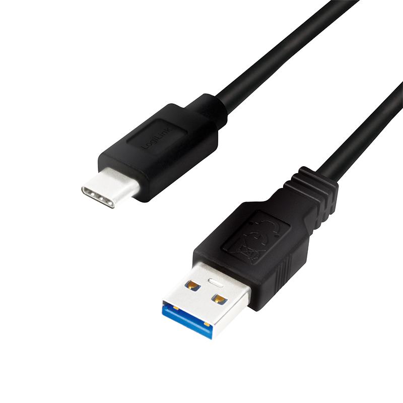 Logilink USB 3.2 Gen1 Type-C to USB-A Cable, Black, 0.5m, 5Gbps