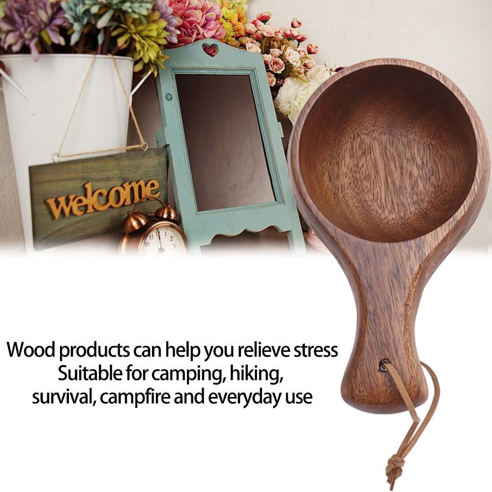 Portable Wooden Cup Hand Carving Wooden Tea Cup Kuksa Wood Coffee Mug Home