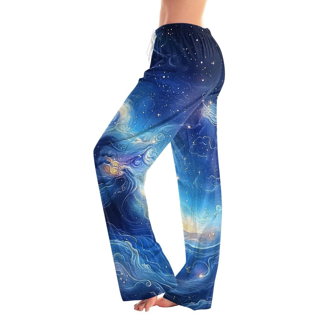 Женские повседневные прямые брюки с принтом «Небо» Домашняя пижама Повседневные брюки