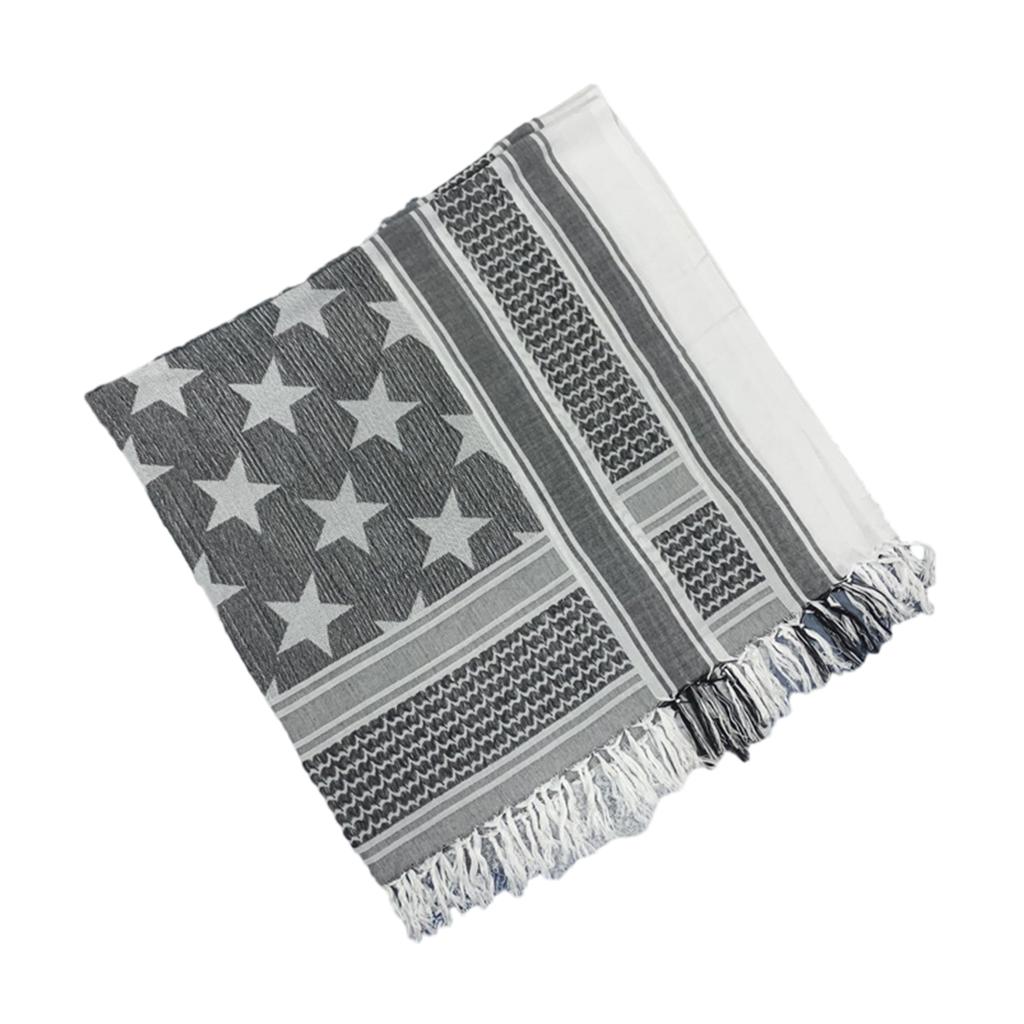 Shemagh Desert Scarf Black and White Arab Keffiyeh Shawl Wrap with Tassels Scarves Bandana Head Wraps for Men and Women
