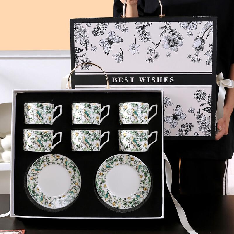 Элегантный винтажный керамический набор чашка и блюдце с птицами