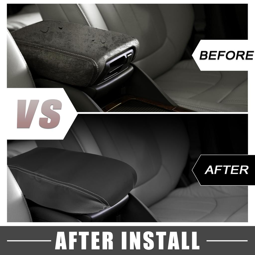 ABSOPRO Car Center Console Pad, Waterproof Armrest Seat Box Cover Protector for Dodge Charger 2008-2010, Black with White Stitching