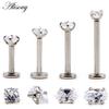 Alisouy 1pc Labret Tragus Cartilage Earring 16G Punk Water Drop Oval Round Eye Zircon Gem Ear Tragus Lip Ring Monroe Piercing
