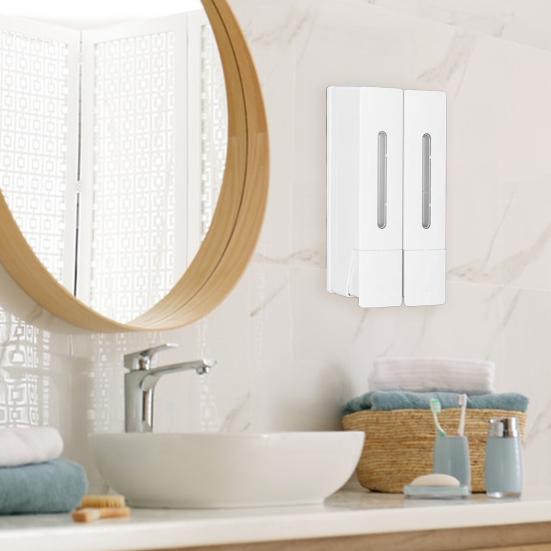 3 Chamber Wall Mounted Soap Dispenser 400ML X 3 No Drill Shampoo