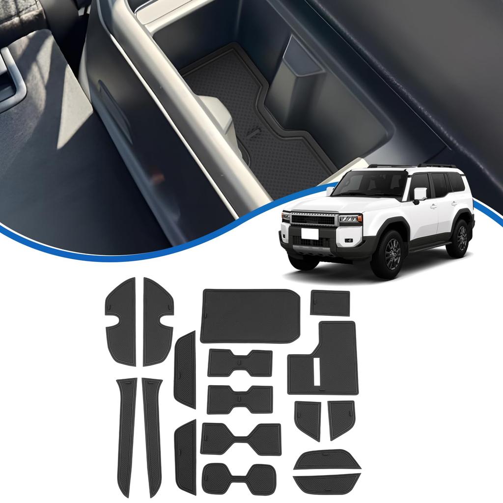 SXCY New Toyota Land Cruiser 250 Rubber Mat Door Pocket Mat Land Cruiser 250 Exclusive Interior Rubber Mat Noise Reduction Stain Resistant Scratch