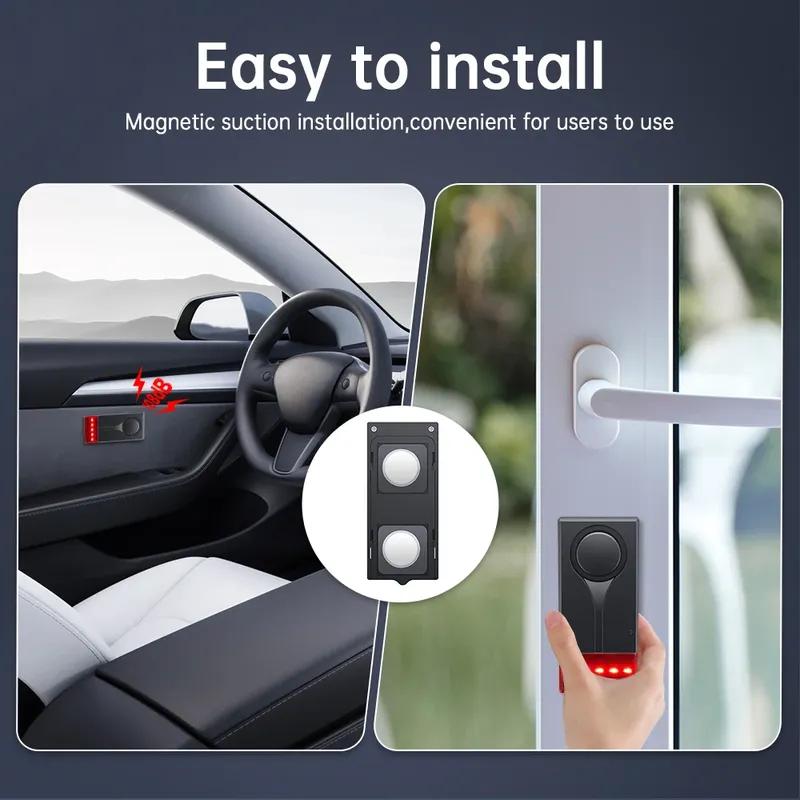 Extractme Car Anti-Theft Vibration Sound & Light Alarm 108dB Wireless Remote Door Window Vehicle Security Interior Alarm System