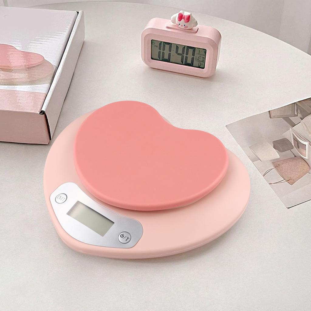 5kg Precision Pink Heart Shaped LCD Kitchen Scale Tare Function New Electronic