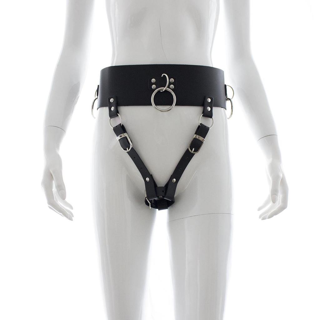 Кожаные restraints AV-штаны с функцией электрической дисциплины