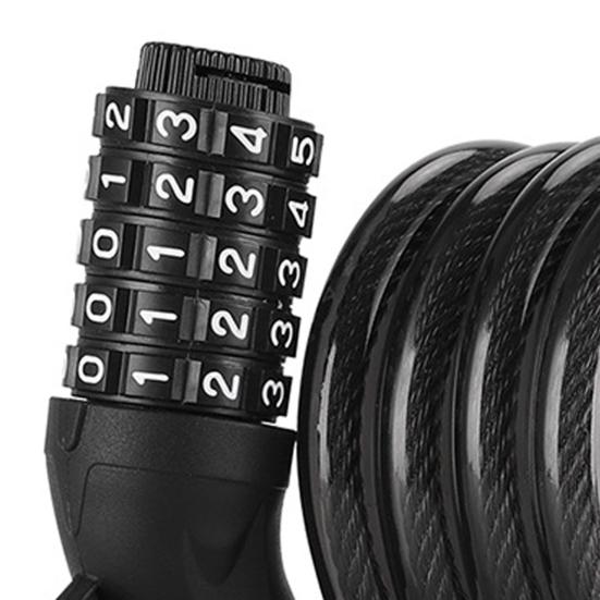 Велосипедный кабельный замок с паролем, 5-значный защитный замок без ключа, водонепроницаемый универсальный противоугонный велосипедный замок с ПВХ-покрытием