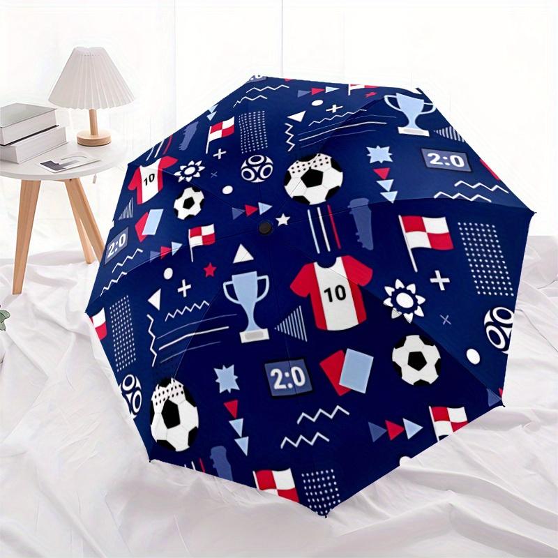 1pc Soccer Sports Automatic Open 8-Rib Windproof Umbrella, Travel & Commuting, Suitable for All Seasons, Lightweight Portable,029