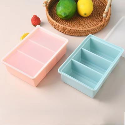 Силиконовая форма для льда с 3 отделениями и крышкой, форма для кубиков льда, новые лотки для морозильной камеры, кухонные принадлежности
