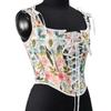 Women's Vest Printed Bra Retro  Front Strap U-neck Leaf Print