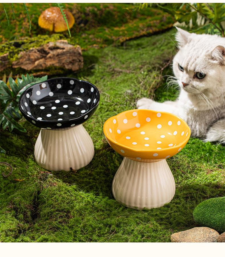 Керамическая приподнятая миска для кошек и собак - Конструкция против опрокидывания для защиты шейного отдела позвоночника - Миска для еды и воды