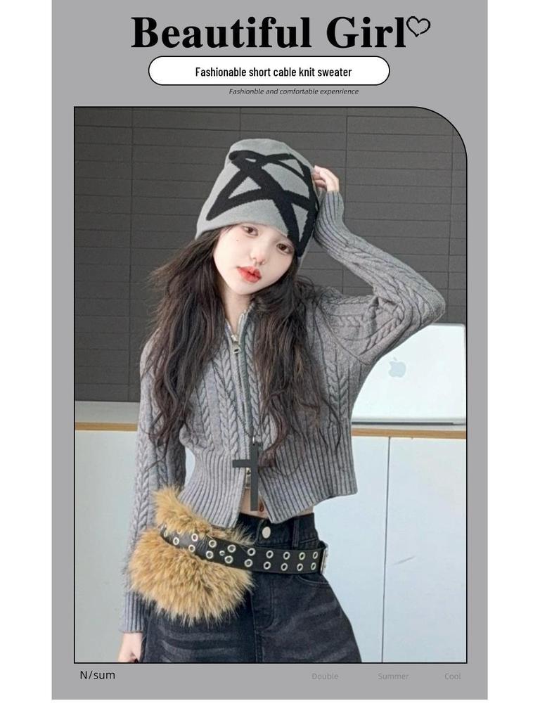 Комплект для девочек «Осень 2025», кардиган с капюшоном и джинсы в корейском стиле