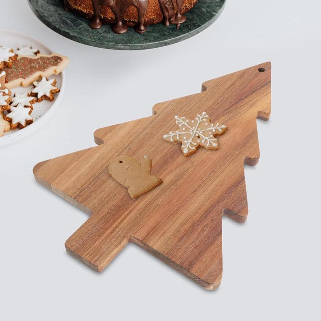 Christmas Tree Shaped Wood Cutting Board for Kitchen, Christmas Tree Wooden Serving Tray