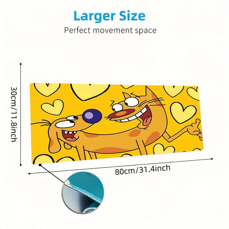CatDog Print  Cushion Non-slip Laptop Tablet Big Mousepad XXL Mat Mini PC Playmat With Lock edge