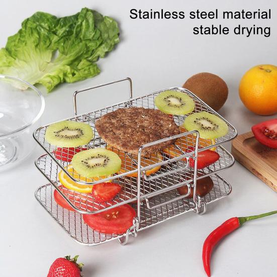 Универсальная стойка для фритюрницы, нержавеющая, пригодная для мытья в посудомоечной машине, штабелируемая трехслойная стойка для фритюрницы, стойка для дегидратора из нержавеющей стали