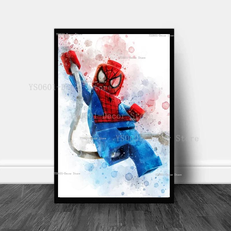 Cartoon Superhero Canvas Painting Spiderman Captain America Hulk Iron Man Poster Kids Bedroom Wall Art Home Decor