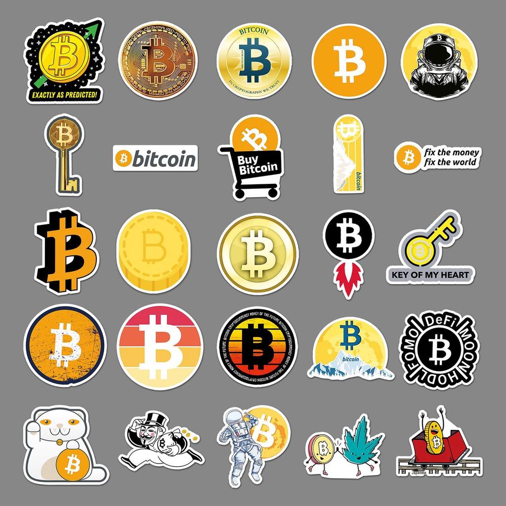 50 Bitcoin Commemorative Graffiti Stickers for Suitcase, Laptop, and Car