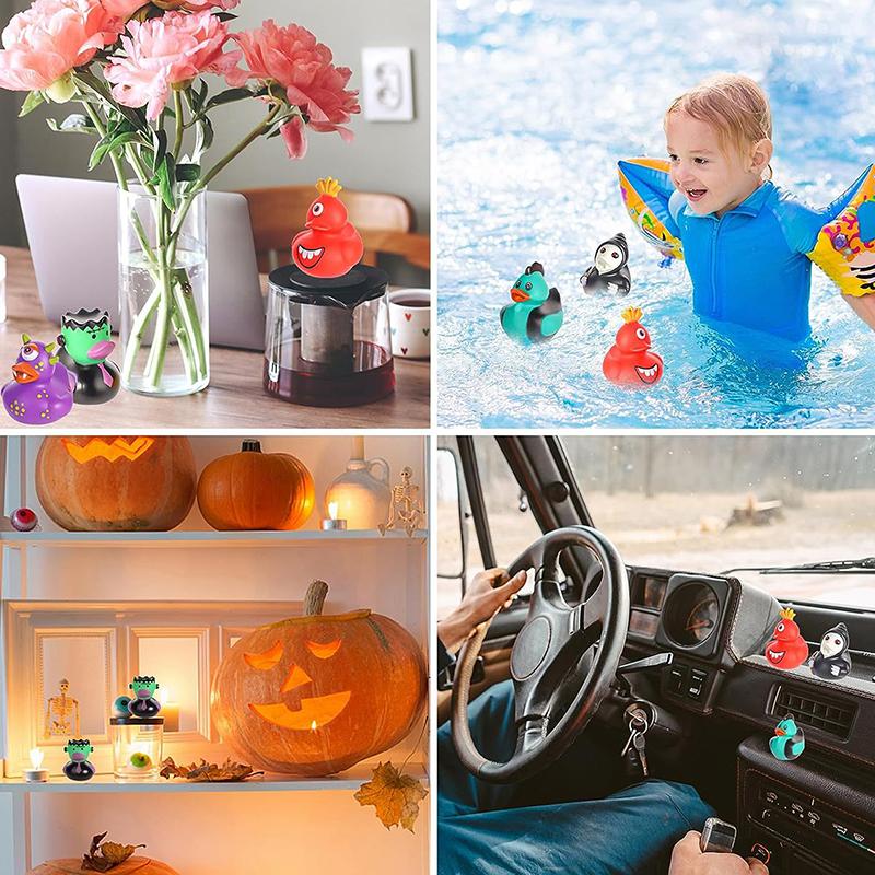 5 шт. резиновых уток на Хэллоуин оптом, утки, украшение для автомобиля, наполнитель для сумки с подарками на Хэллоуин, подарки на вечеринку, игрушки