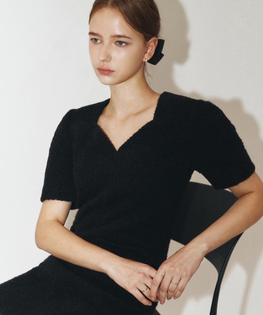 Artid Wool Tweed Mini Dress_Black
