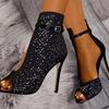 Summer Fashion Trendyol Womem Sandals Fish Mouth Super High Heel Strap Rhinestone Sandals Luxury Sandals Women Designer 2024