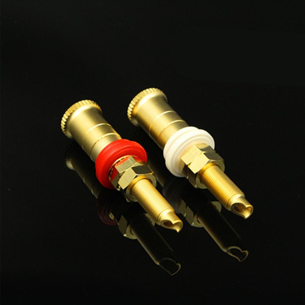 2Pcs Gold Plated Brass HIFI Binding Post Banana Plug Socket Terminal Connector For Amplifier Speaker Audio Cable Home Theater Wiring Accessory