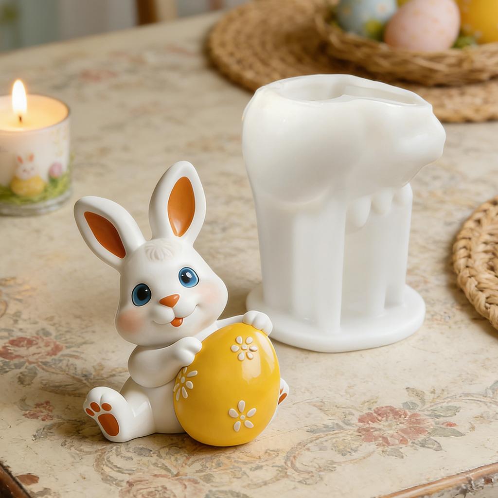 3D Пасхальный Кролик с Яйцами Силиконовая Форма для Свечей DIY Мягкие Силиконовые Инструменты для Творчества Для Пасхальных Домашних Поделок Украшений Праздника