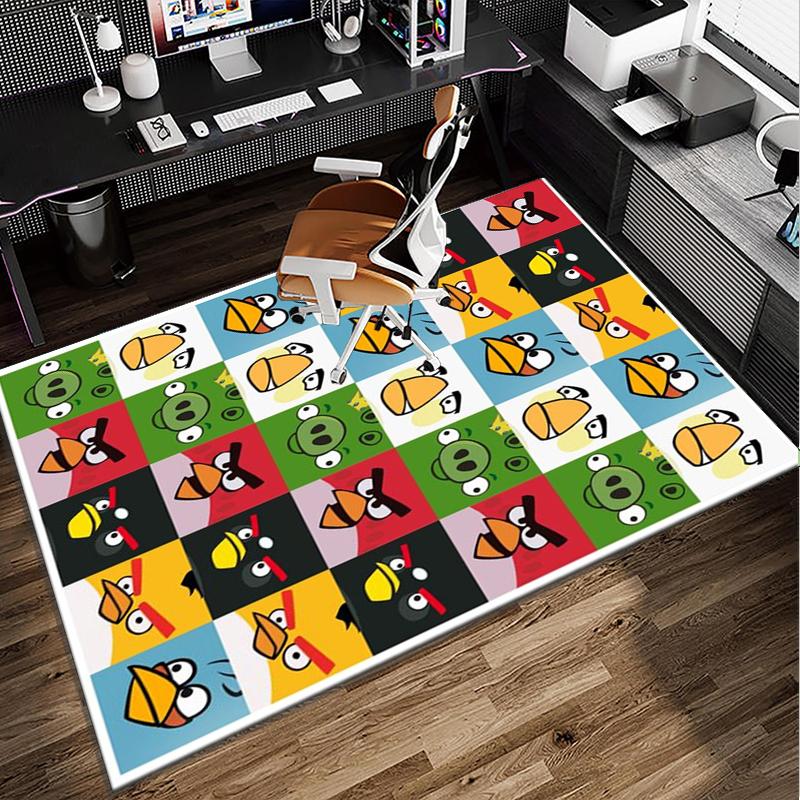 Red Birds Characters Collage Office Rug Chair Mat, Game Carpet, Suitable for Front Door, Bedroom, Living Room, Desk, Holiday Gift