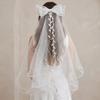 Polyester Bow Veil Hair Hoop Mesh Bridal Tulle Portable Girls Head Gauze  Birthday Headdress