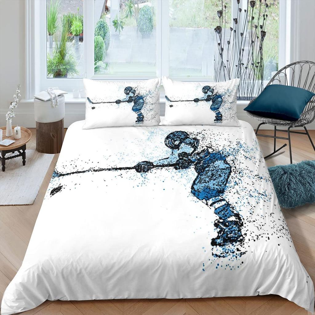 Комплект постельного белья с хоккейной шашкой для мальчиков, комплект постельного белья с изображением спортивных игр для детей, молодежи, взрослых, мужчин, зимний пододеяльник