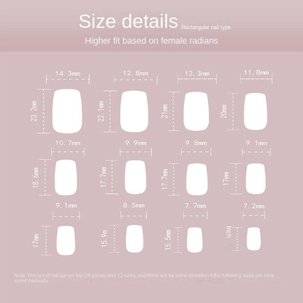 24 шт. съемные накладные ногти Nials с блестками, белые края, сделай сам, короткие, квадратные, красные, с сердечками, французские