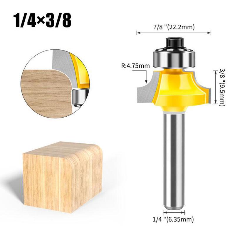 Round Professional Level Over Shank Router Bit Set Woodworking Groove Chisel Cutter Tool Tungsten Carbide 1/4inch 6mm Shank